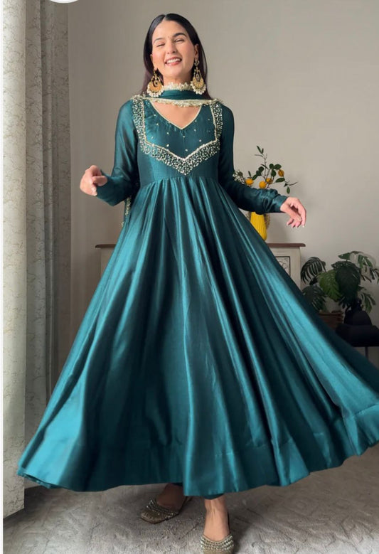 Exclusive Party Wear Anarkali Suit With Embroidery Work (MAS_VLM_238_Rama)