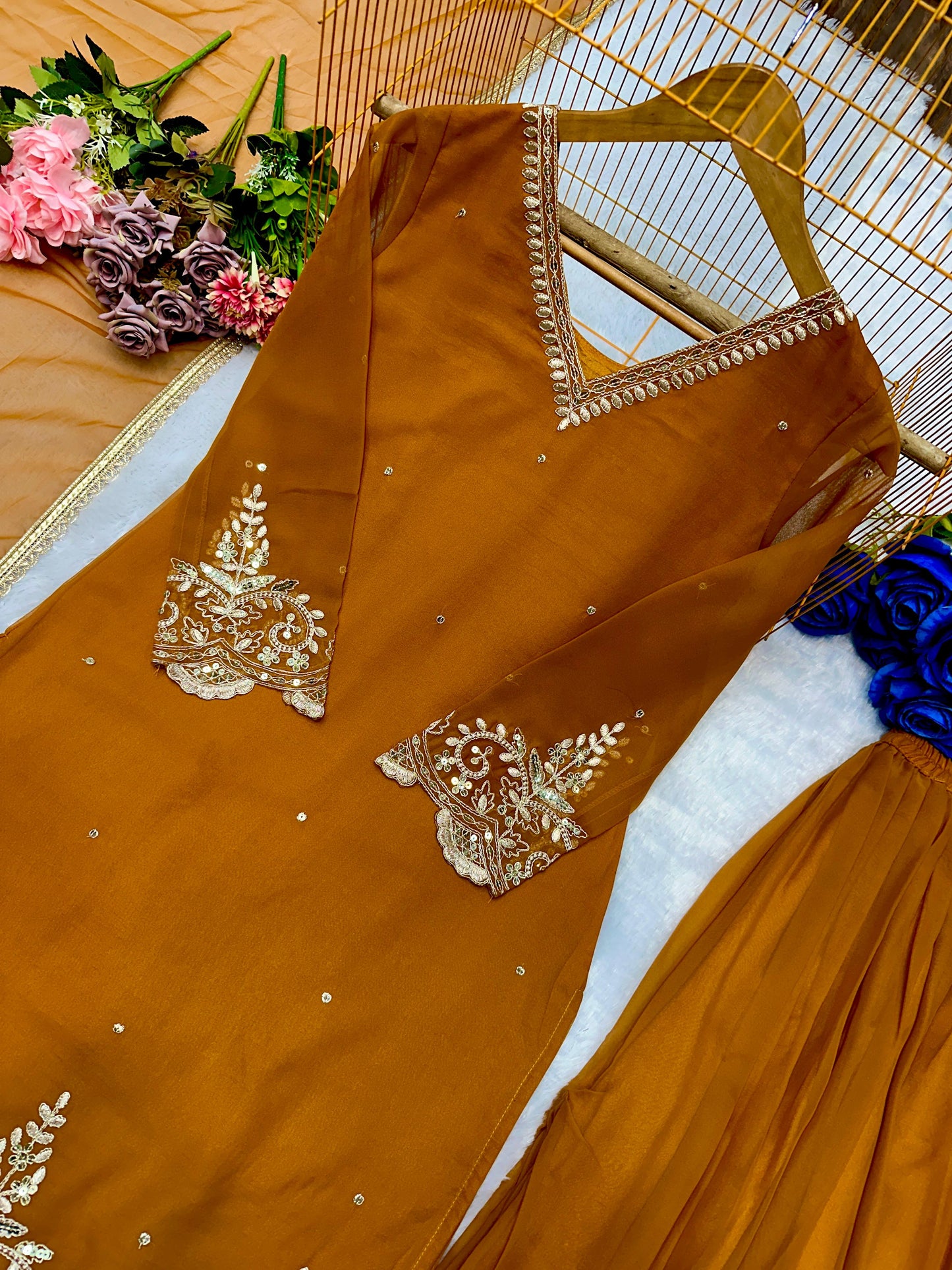 Delightful New Designer Plazzo Set With Fancy Dupatta And Embroidery Work ( MAS_VLM_274_Mustard )