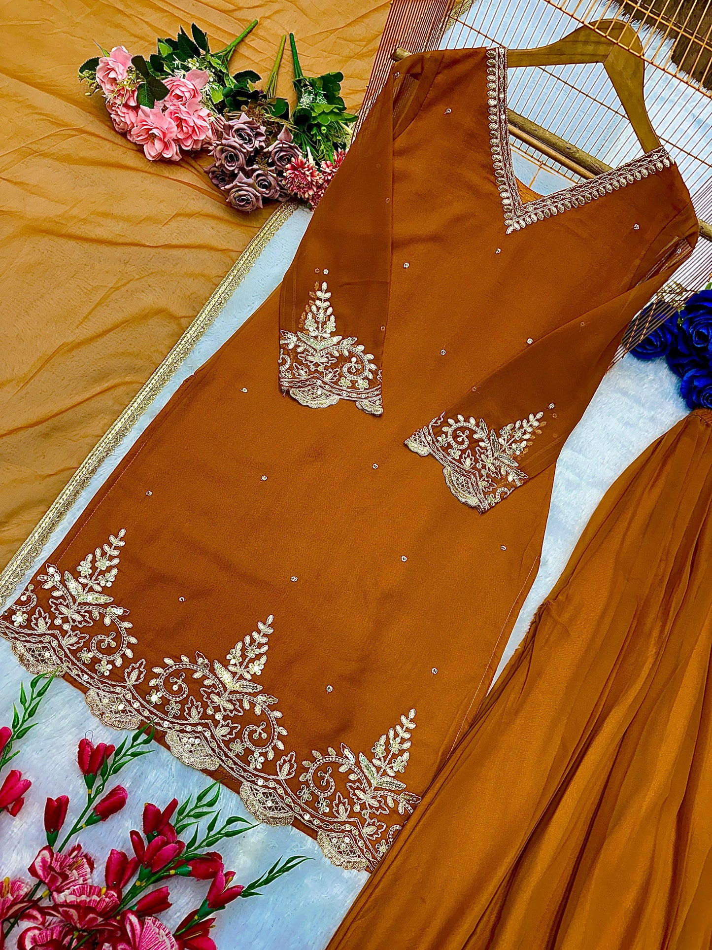 Delightful New Designer Plazzo Set With Fancy Dupatta And Embroidery Work ( MAS_VLM_274_Mustard )