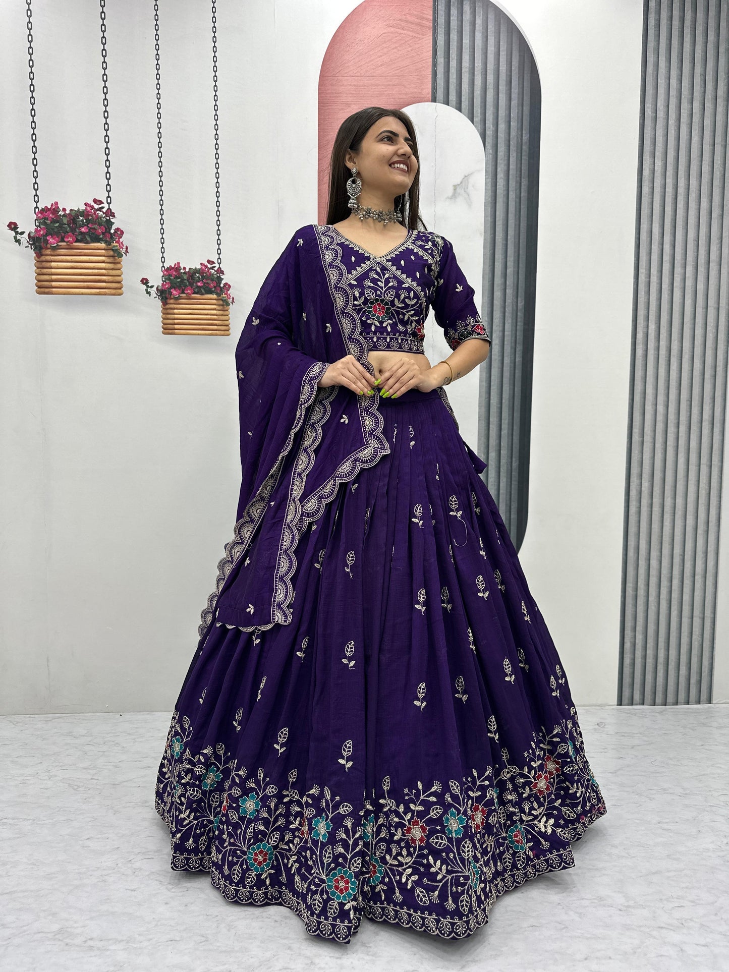 Party Wear Purple Designer Lehenga Choli With Embroidery Work ( MAS_TP_298_Purple )