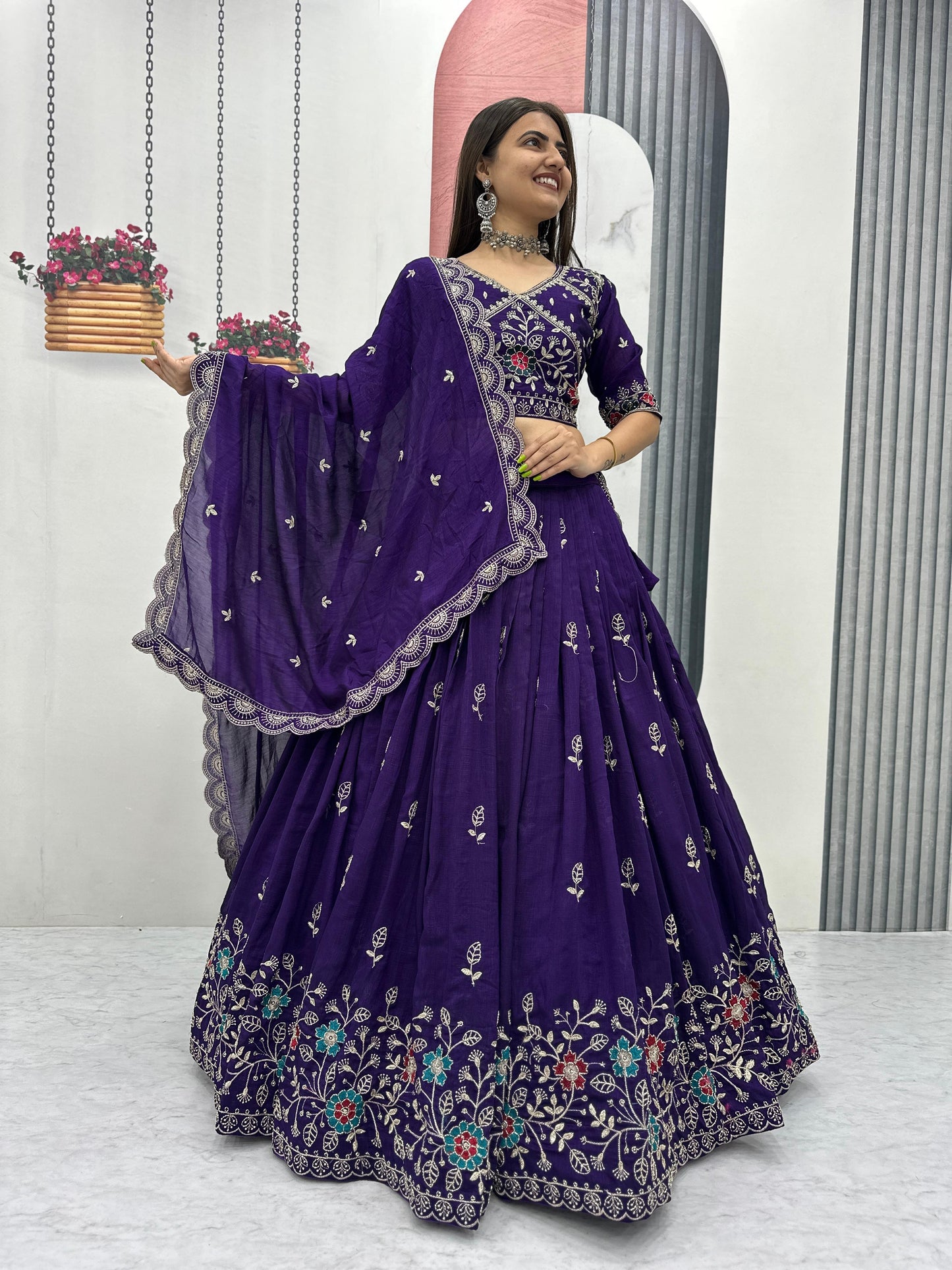 Party Wear Purple Designer Lehenga Choli With Embroidery Work ( MAS_TP_298_Purple )