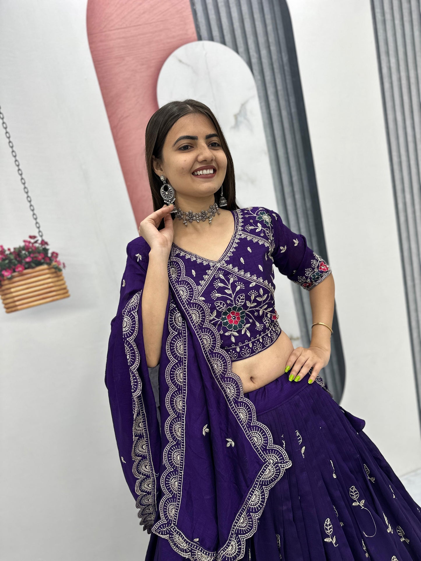 Party Wear Purple Designer Lehenga Choli With Embroidery Work ( MAS_TP_298_Purple )