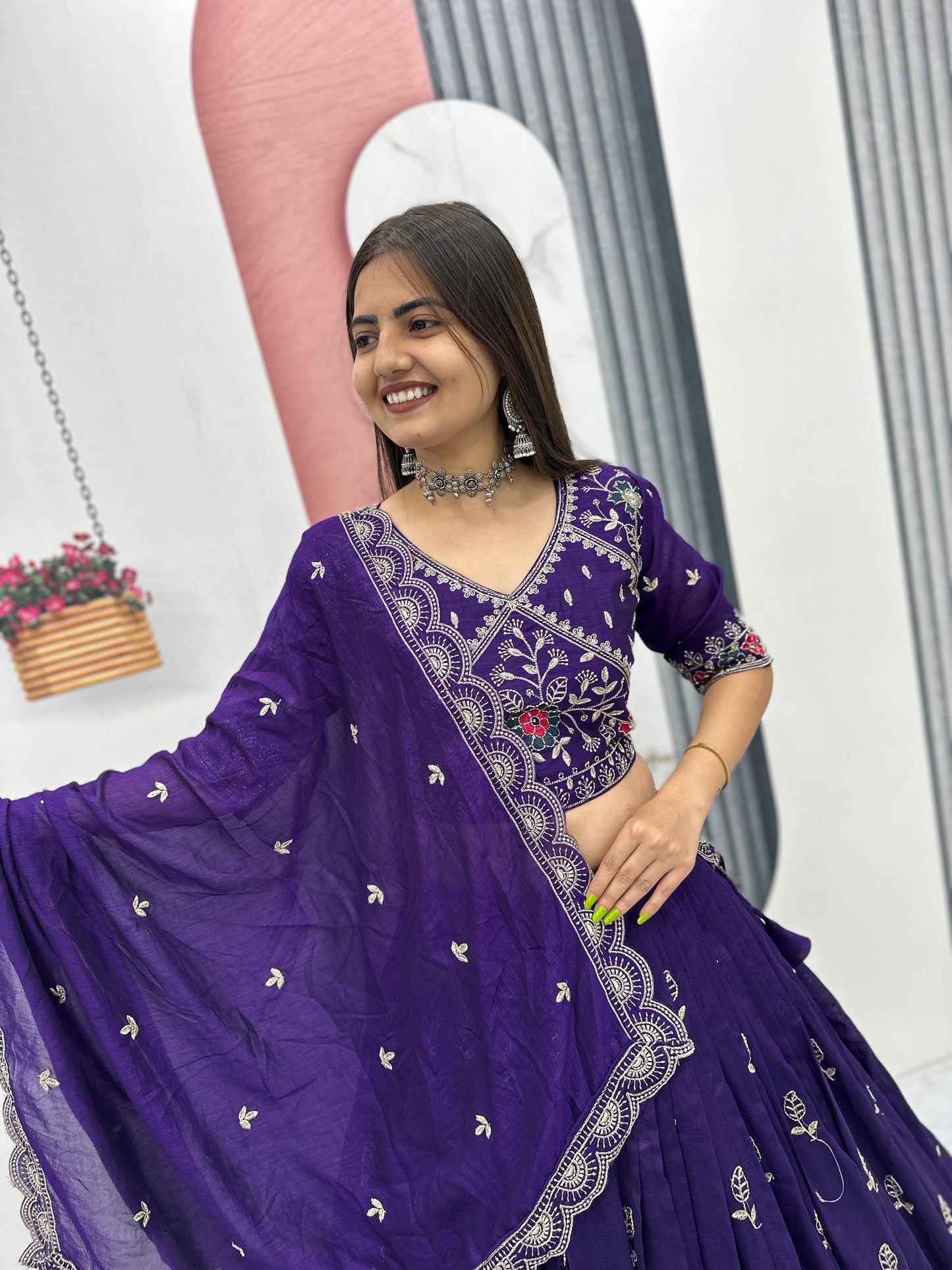 Party Wear Purple Designer Lehenga Choli With Embroidery Work ( MAS_TP_298_Purple )