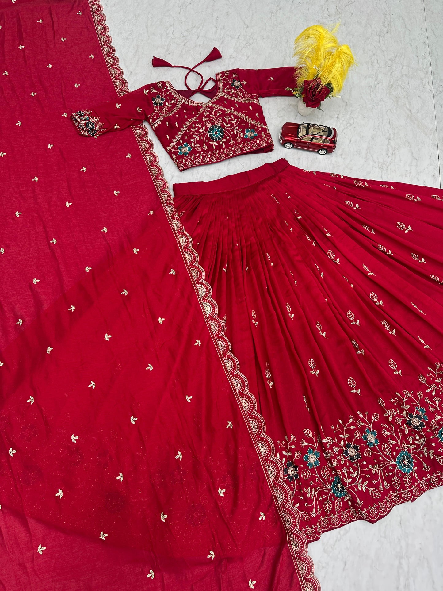 Party Wear Red Designer Lehenga Choli With Embroidery Work ( MAS_TP_298_Red )