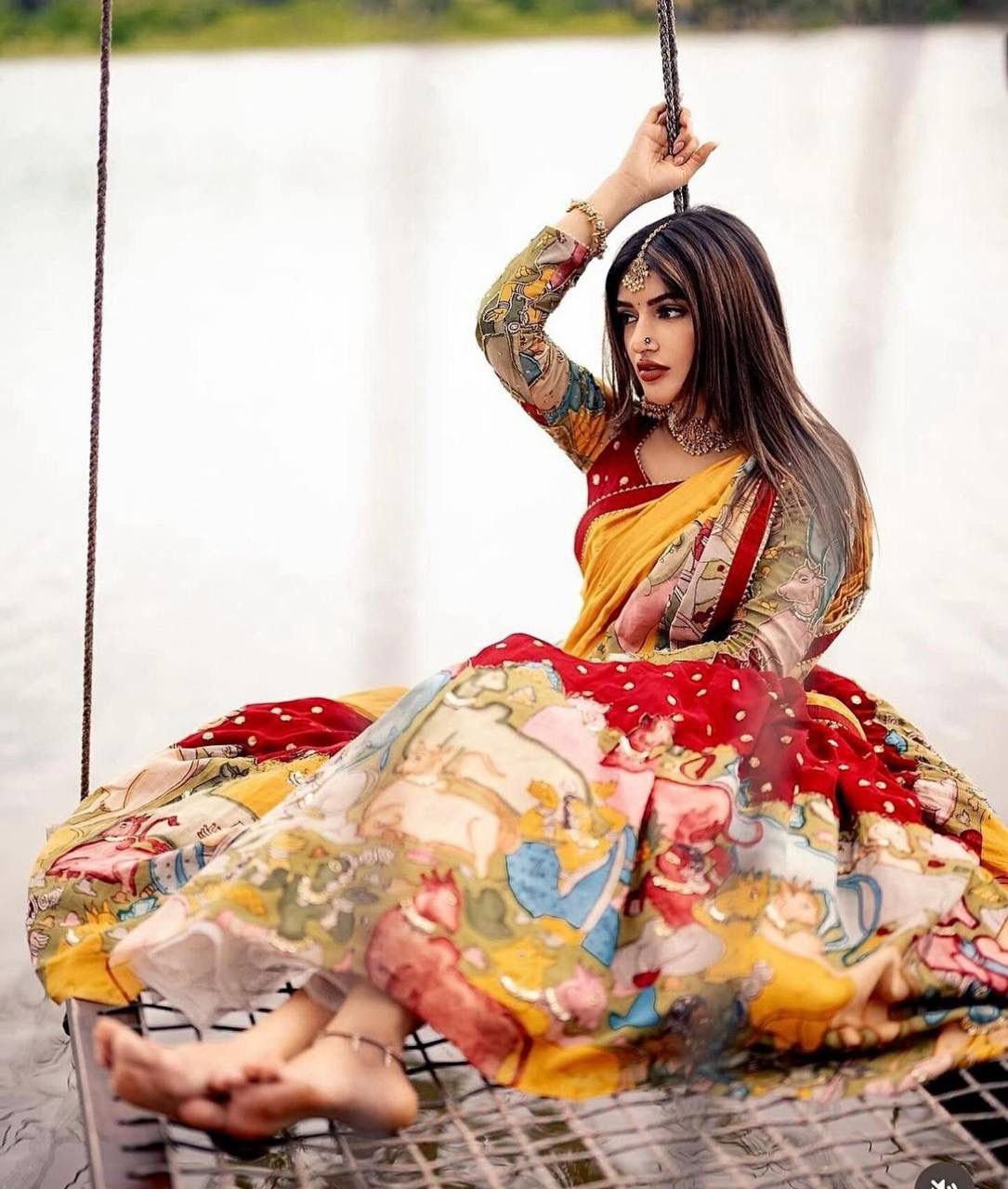 Demanding Red Timeless Kalamkari Print Lehenga Choli With Dupatta Sex ( MAS_TP_327 )