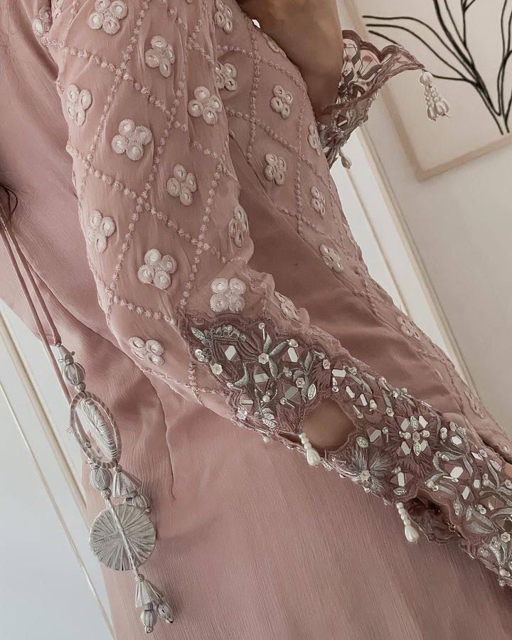 Designer Party Wear Plazzo With Real Mirror, Sequence & Thread Embroidery Work ( MAS_Z_9281_Peach )