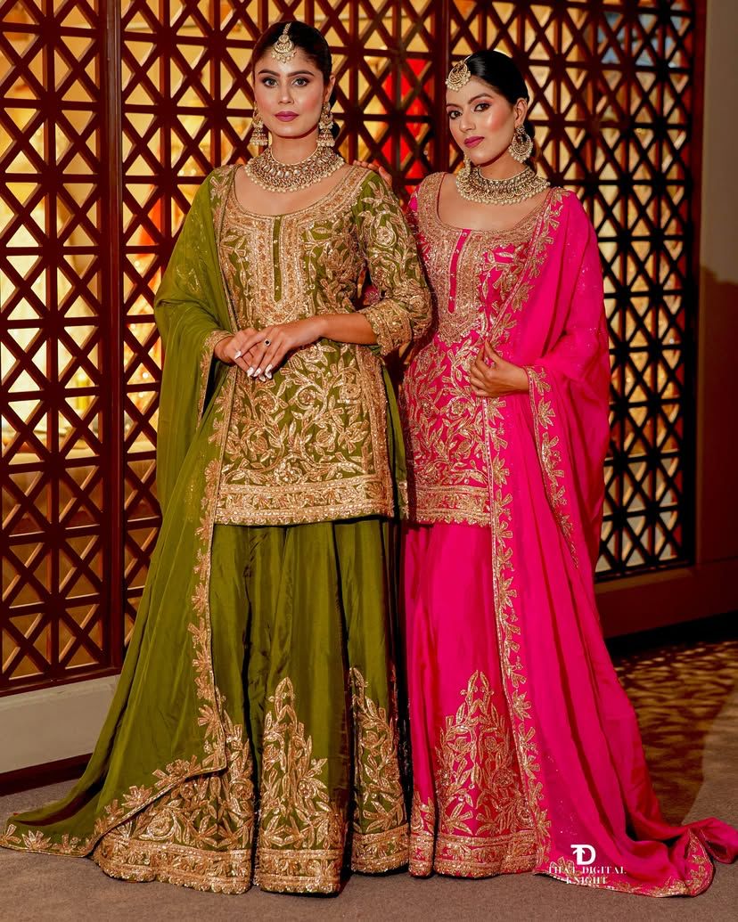 Beautiful Sharara & Dupatta Set With Cording Sequence Embroidery Work ( MAS_ZD_10095_Pink )