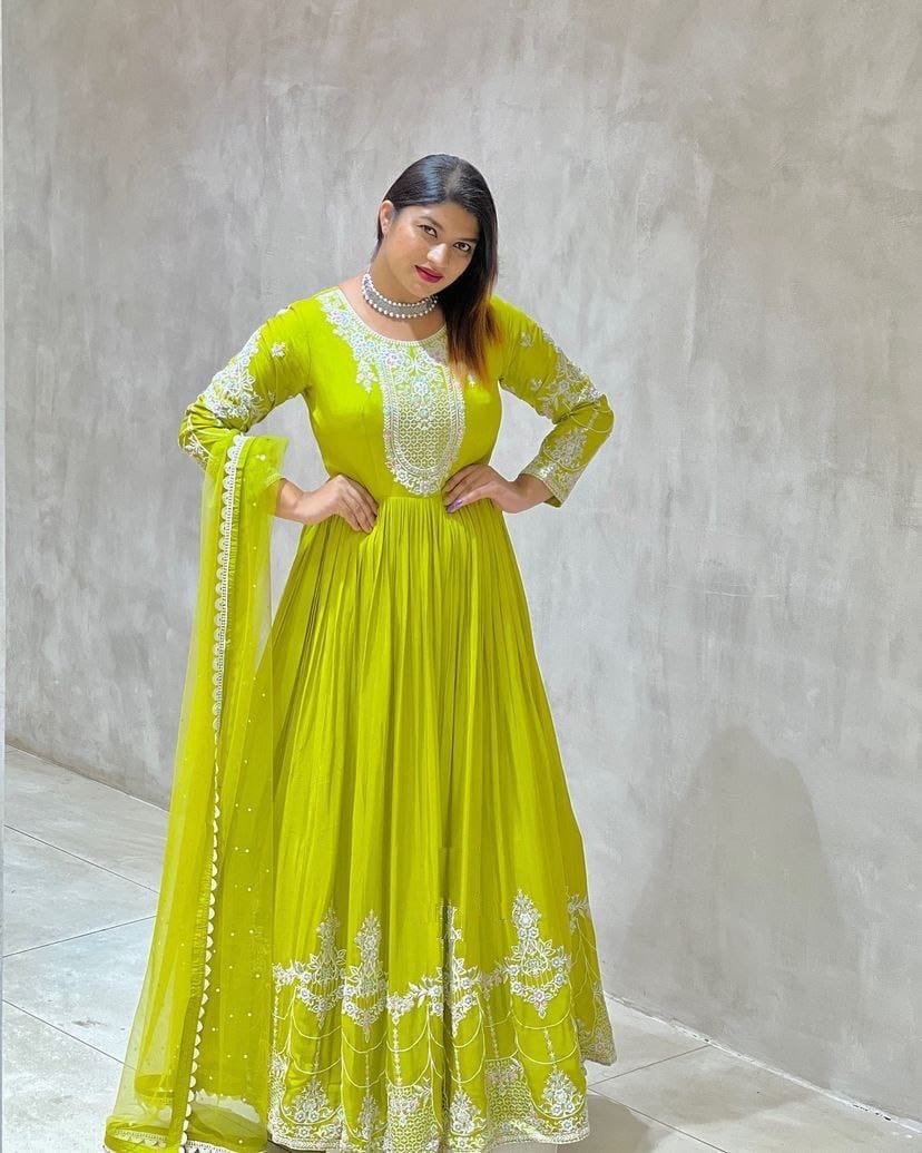 Mesmerising Sequence Embroidery Work Gown & Dupatta Set (MAS_ZD_10095)