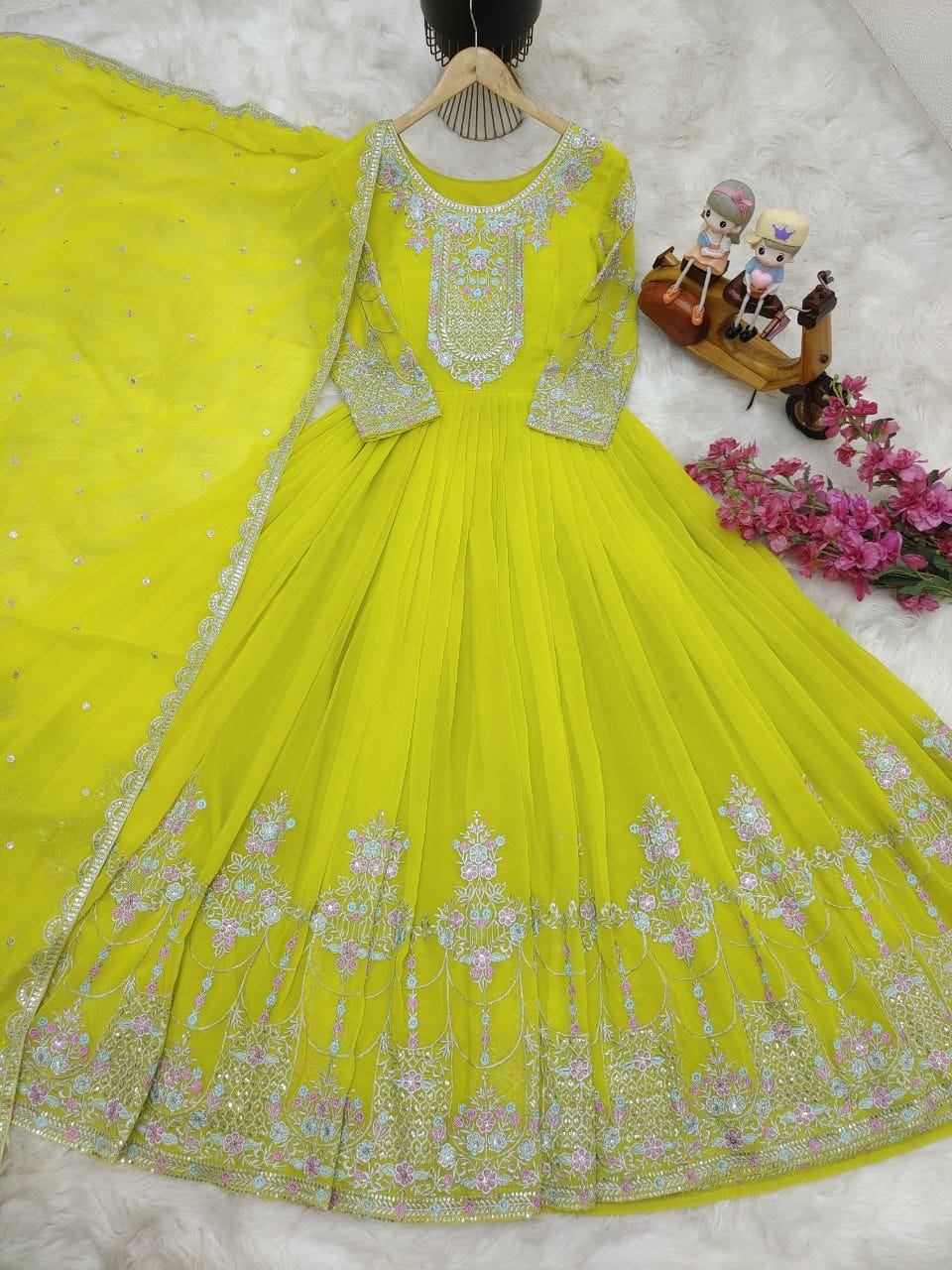 Mesmerising Sequence Embroidery Work Gown & Dupatta Set (MAS_ZD_10095)