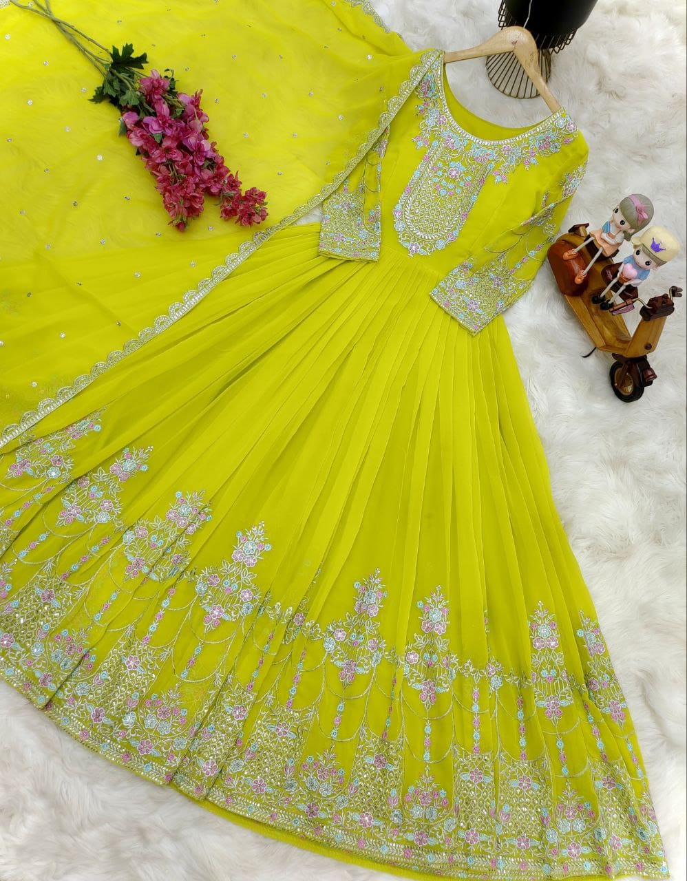 Mesmerising Sequence Embroidery Work Gown & Dupatta Set (MAS_ZD_10095)