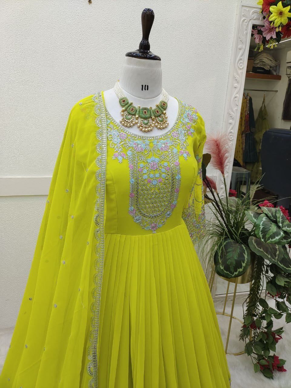 Mesmerising Sequence Embroidery Work Gown & Dupatta Set (MAS_ZD_10095)