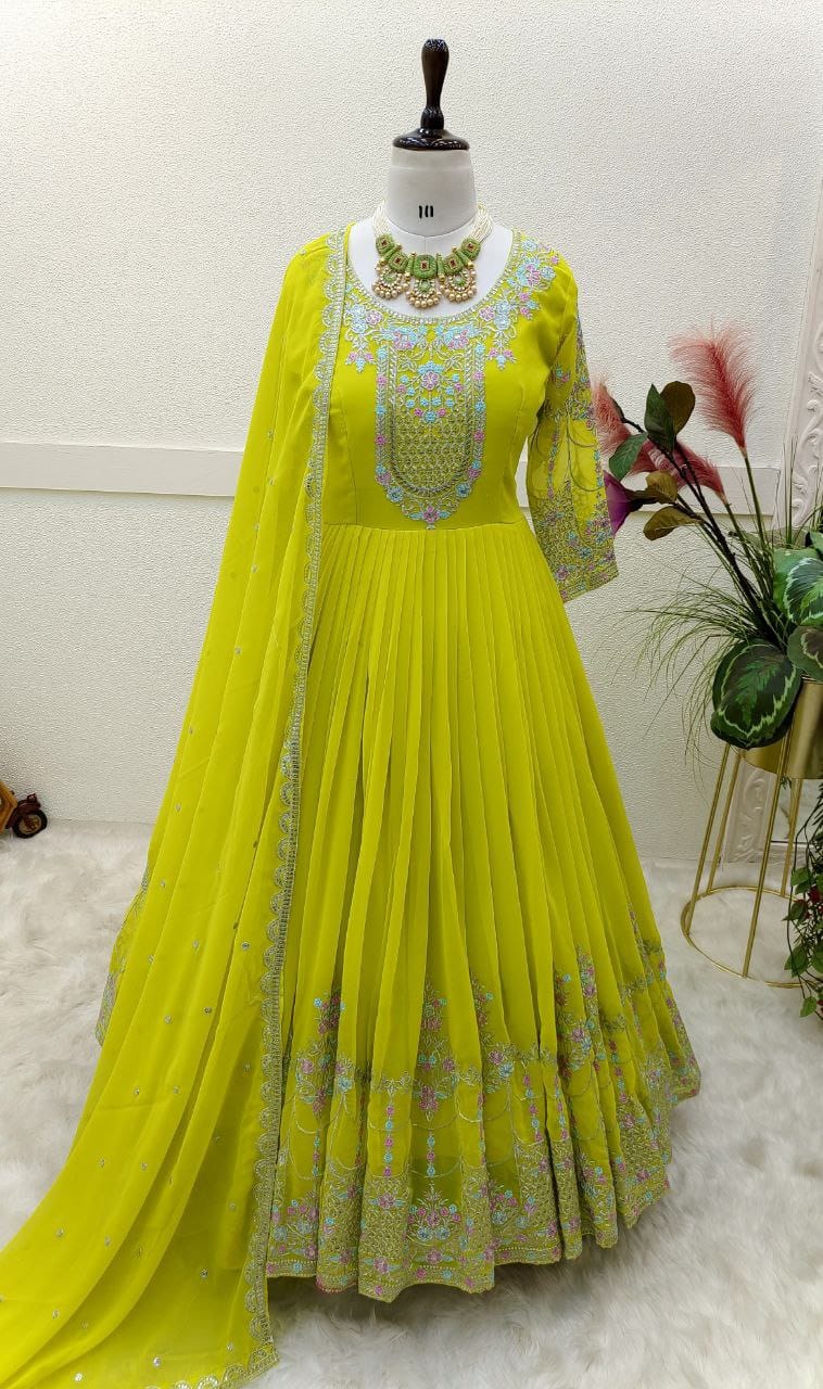 Mesmerising Sequence Embroidery Work Gown & Dupatta Set (MAS_ZD_10095)