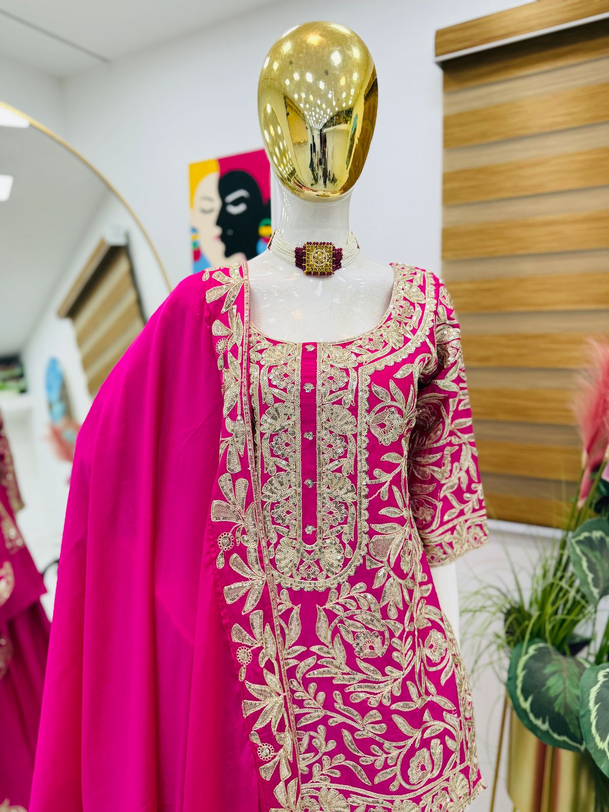 Beautiful Sharara & Dupatta Set With Cording Sequence Embroidery Work ( MAS_ZD_10095_Pink )
