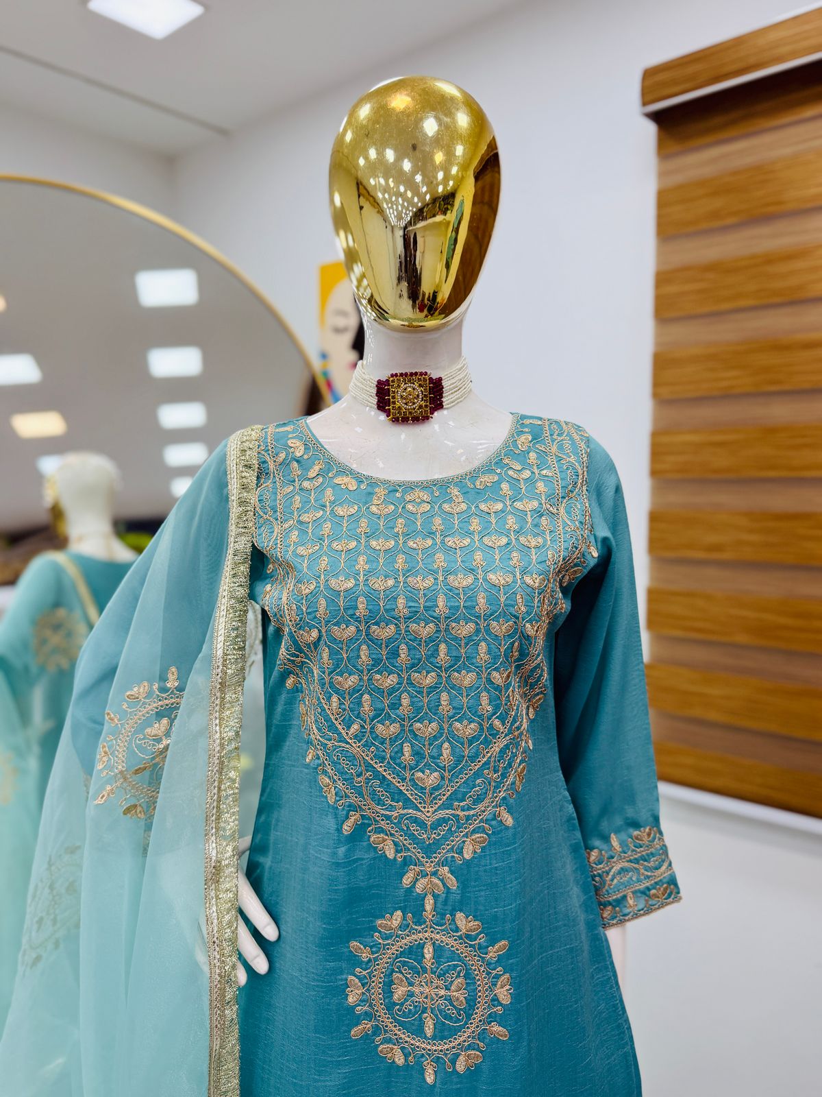 Classy Party Top Sharara & Dupatta Set With Cording Sequence Embroidery Work ( MAS_ZD_10096 )