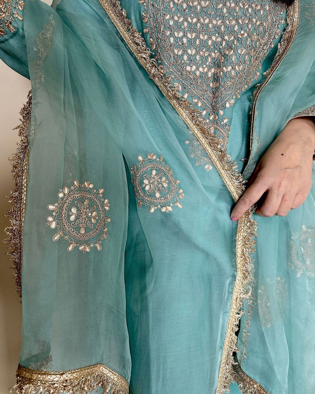 Classy Party Top Sharara & Dupatta Set With Cording Sequence Embroidery Work ( MAS_ZD_10096 )