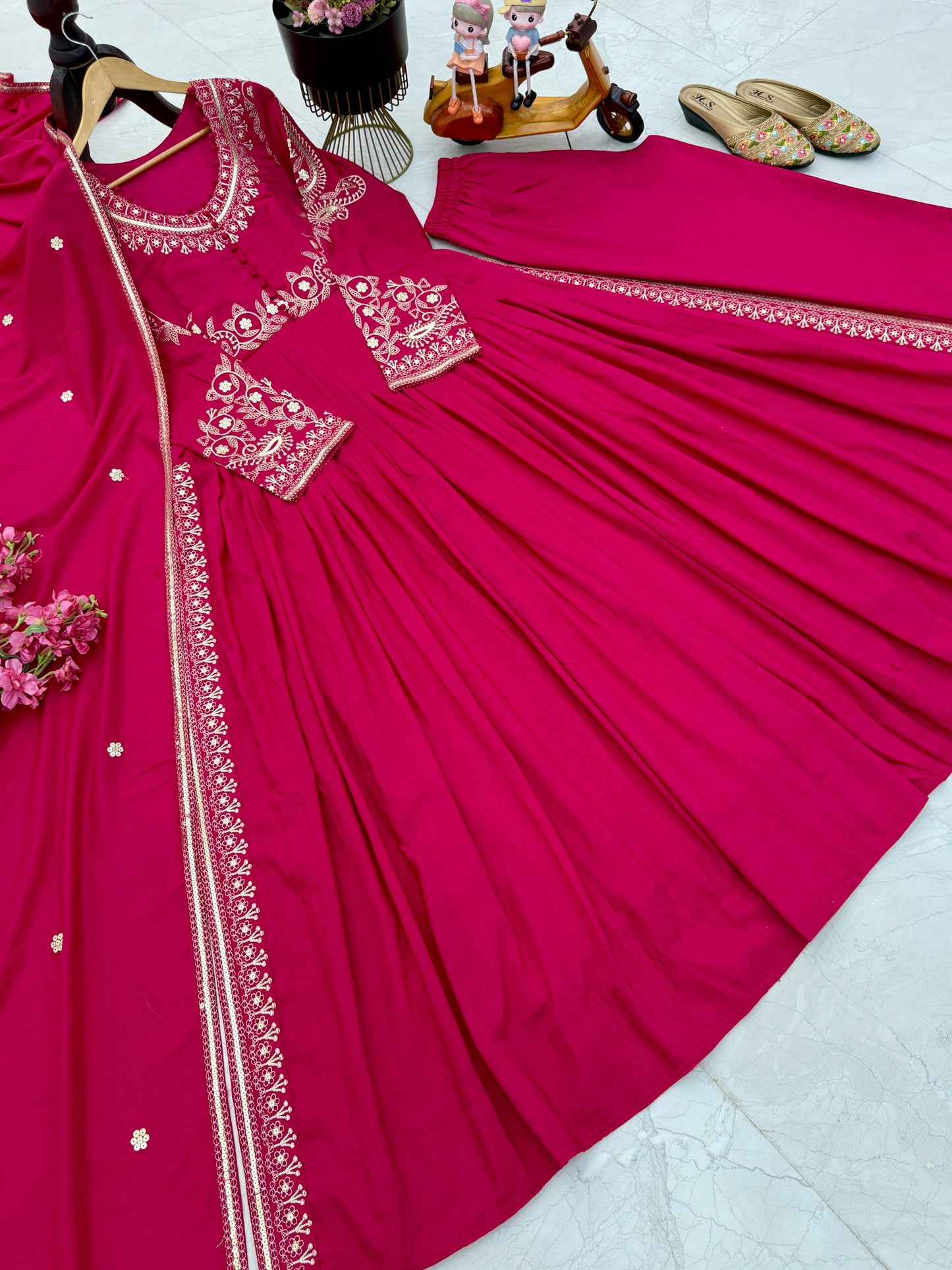 Designer Party Wear Top, Pant & Dupatta Set With Embroidery Sequence Work (MAS_ZD_10097)