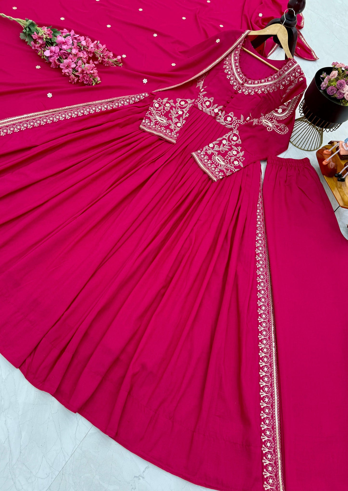 Designer Party Wear Top, Pant & Dupatta Set With Embroidery Sequence Work (MAS_ZD_10097)
