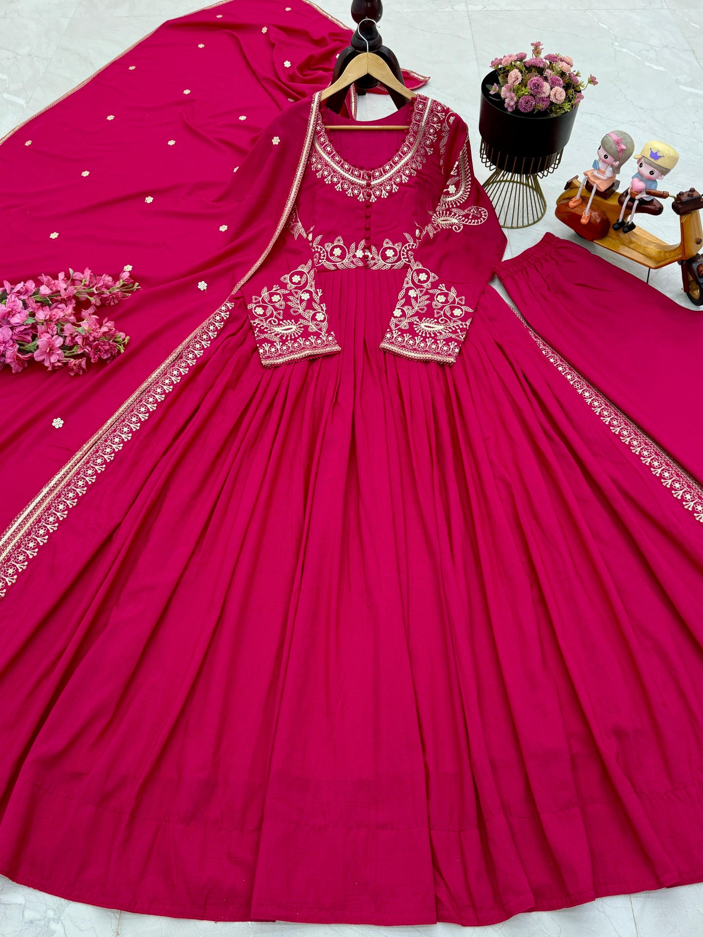 Designer Party Wear Top, Pant & Dupatta Set With Embroidery Sequence Work (MAS_ZD_10097)